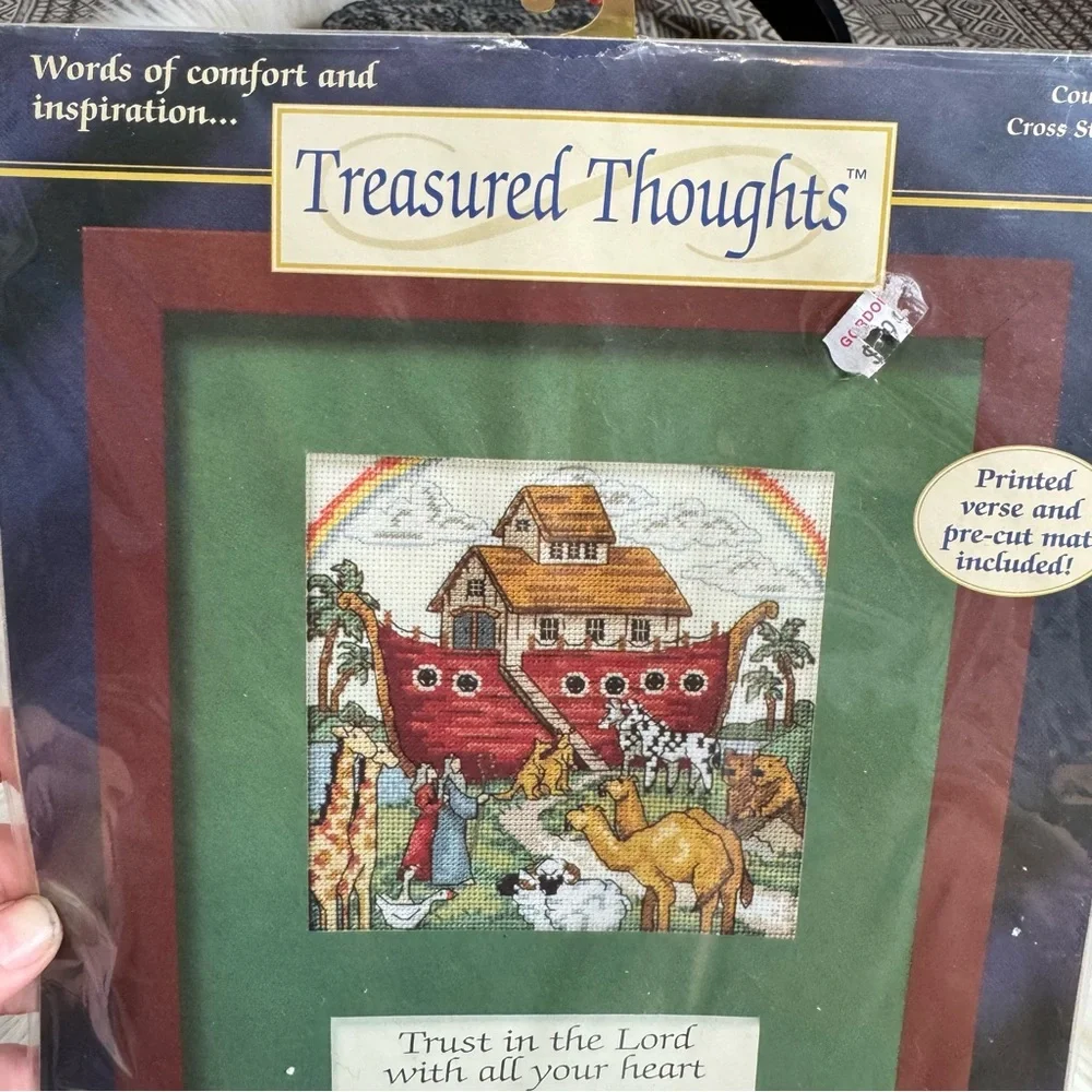 Treasured Thoughts Vintage 1997 Cross Stitch Kit - Green and Red Noah’s Ark